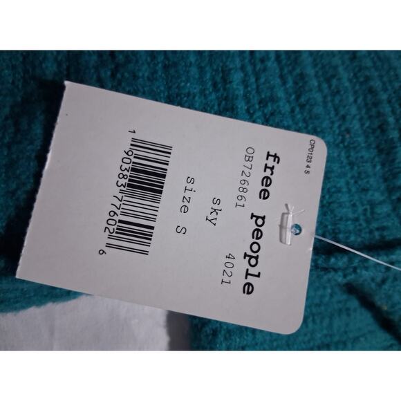 FREE PEOPLE Blue Heart It Laces Oversized Women's Small Grungecore Prep Sweater - Picture 8 of 13